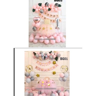 ❣Dây Cờ Kim HPBD hồng Số Bóng Siêu Sang Hot(🎁Tặng Bơm -Dây kết Bóng-Keo Bóng )