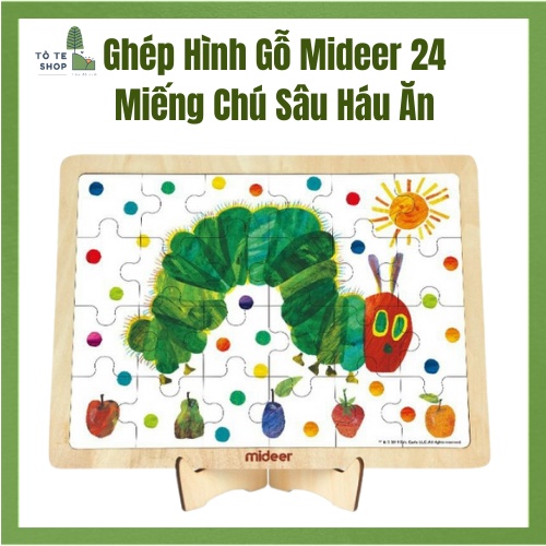 Ghép hình gỗ 24 miếng chú sâu háu ăn , tranh ghép hình Mideer MD3079 , Puzzle The Very Hungry Caterpillar