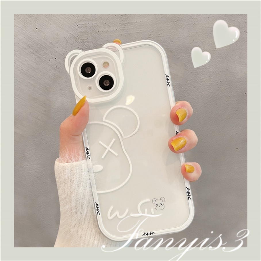Ốp Điện Thoại Mềm Trong Suốt Họa Tiết Tai Gấu Đơn Giản Cho iPhone 14 13 12 11 Pro Max X XR Xs Max 8 7 6 6s Plus SE 2020