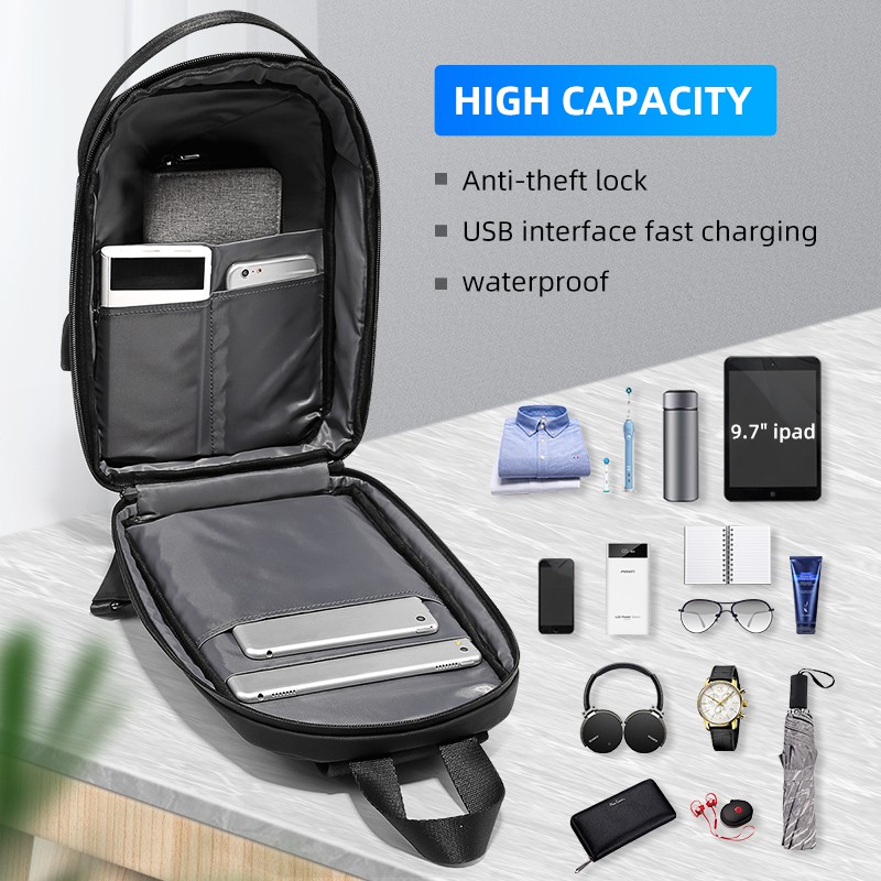 Fenruien Men New Trendy Crossbody Bag USB Charging Water Resistant Men's Shoulder Bag Short Trip Bag Fashion Daily Travel School Shoulder Bag | BigBuy360 - bigbuy360.vn