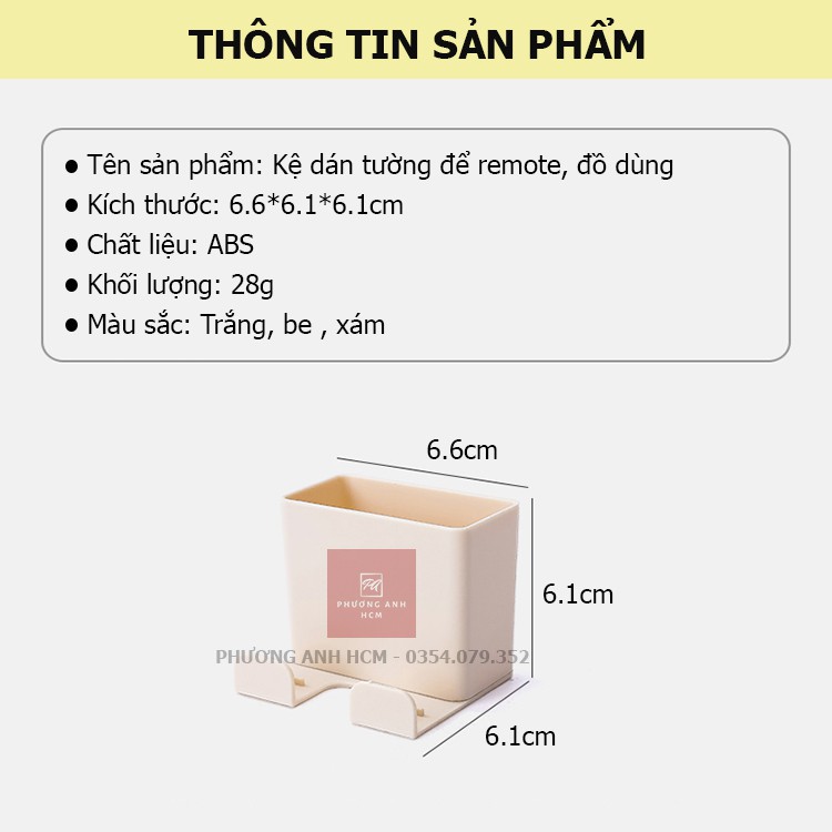 Kệ Dán Tường Để Remote, Đồ Dùng/ Giá Đỡ Sạc Điện Thoại - Có Móc Treo Giữ Dây Điện