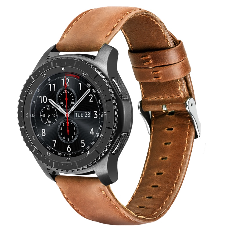 Dây Đeo Bằng Da Thật 22mm 20mm Cho Đồng Hồ Thông Minh Samsung Galaxy Watch 46mm 42mm Active Gear S3 S2 Classic Frontier