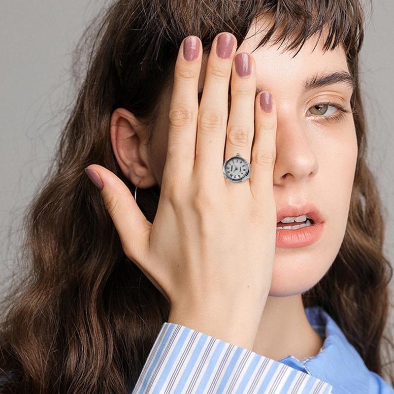Nhẫn Đồng Hồ Thạch Anh Tròn Mini Sáng Tạo Kiểu Cổ Điển Thời Trang Cho Cặp Đôi