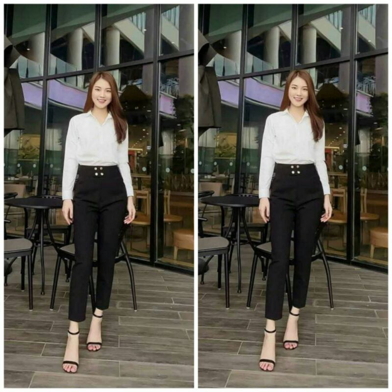 Quần Baggy Nữ Lưng Cao Chất Vitek Phối Cúc, Quần Baggy Công Sở | BigBuy360 - bigbuy360.vn