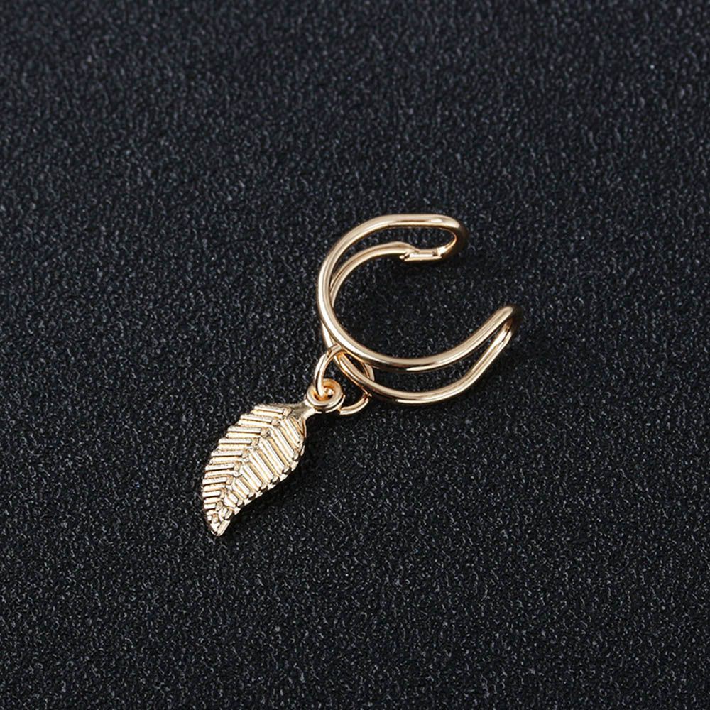 Khuyên kẹp tai thiết kế trang trí hình chiếc lá cá tính thời trang cho nữ