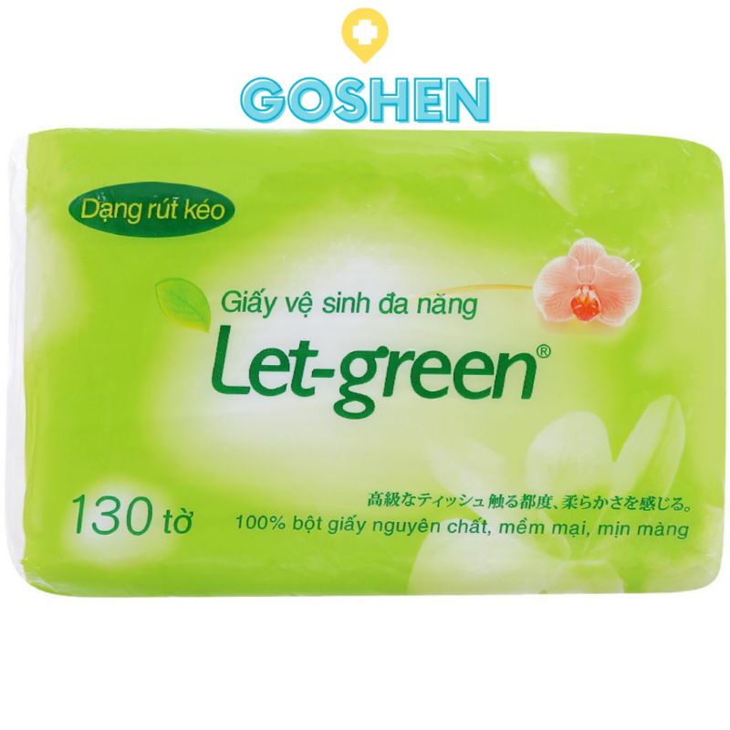 Khăn giấy rút Let-green 2 lớp gói 130 tờ (10x21)