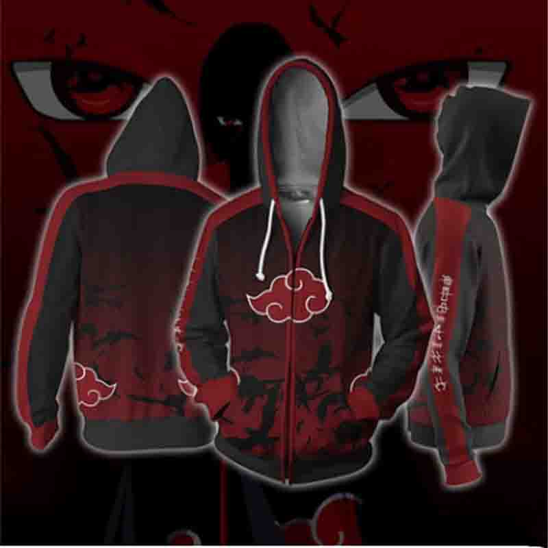 Áo Khoác Hoodie Tay Dài Có Khóa Kéo In Hình Naruto