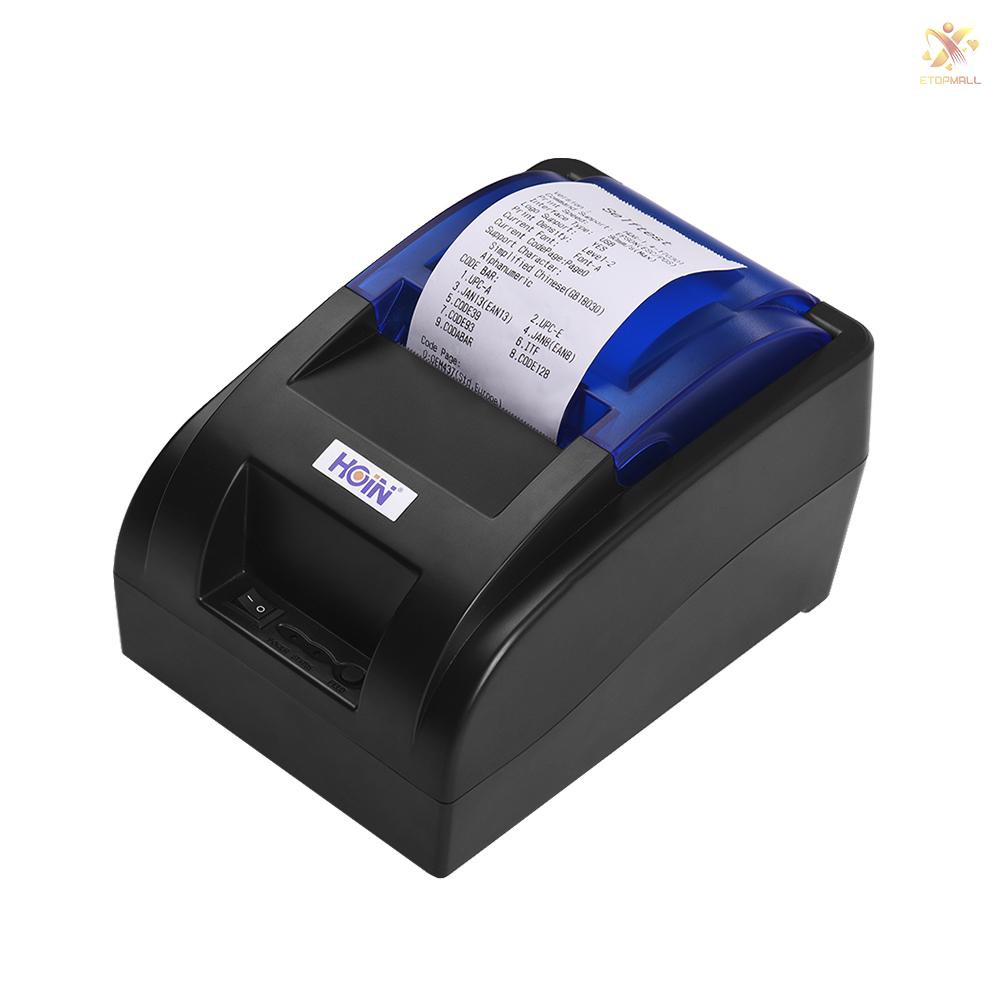 E&amp;T HOIN Portable 58mm Thermal Receipt Printer with BT &amp; USB Interface High Speed Bill Ticket Clear