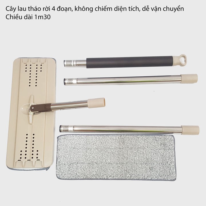 BỘ LAU NHÀ XOAY CAO CẤP, HAI BÔNG, MĂM HÌNH CHỮ NHẬT, LƯỠI VẮT VÀ XẢ BÔNG CỰC CHẮC CHẮN