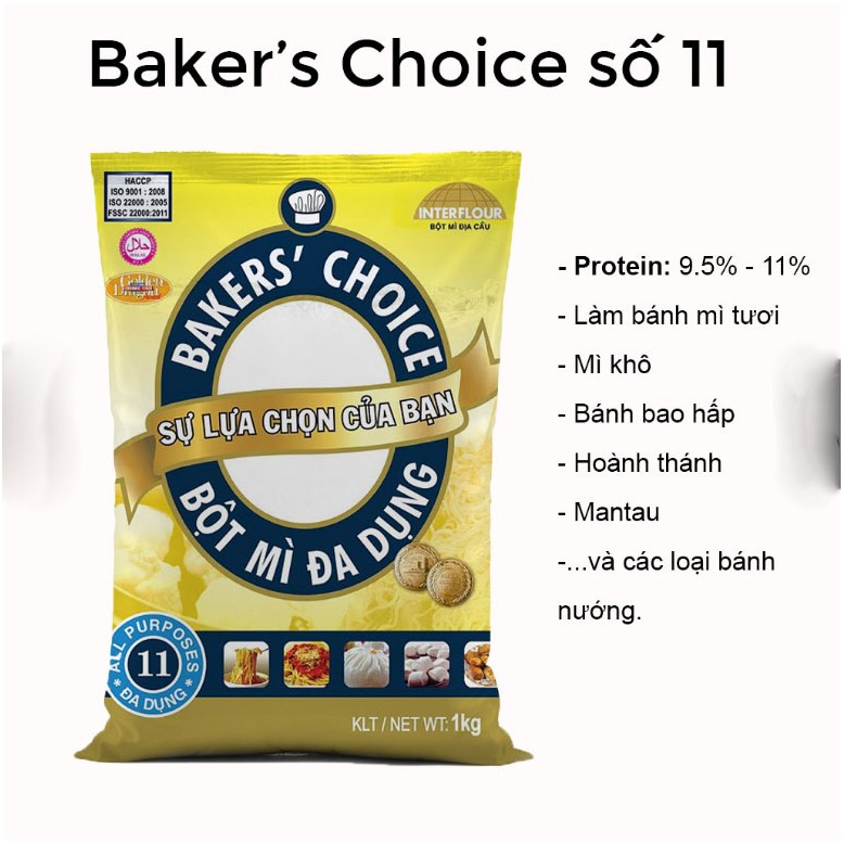 Bột mì đa dụng làm bánh Baker choice số 8, số 11 và số 13 - 1kg