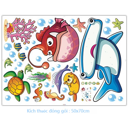 Decal trang trí tường - Cá mập xanh đầu búa