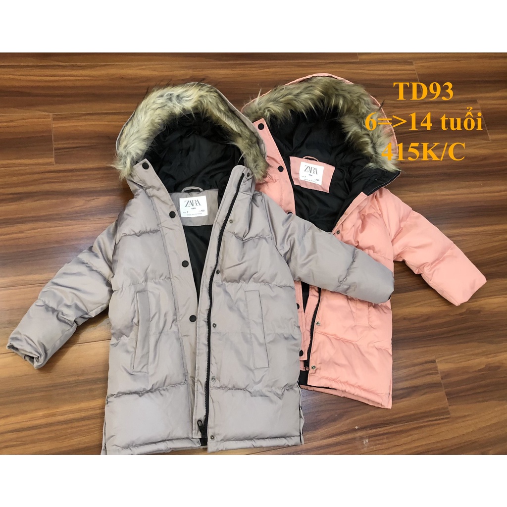 * Mã TD93: Parka bé gái dáng dài trần bông 3 lớp dày dặn, cực ấm BC 3916