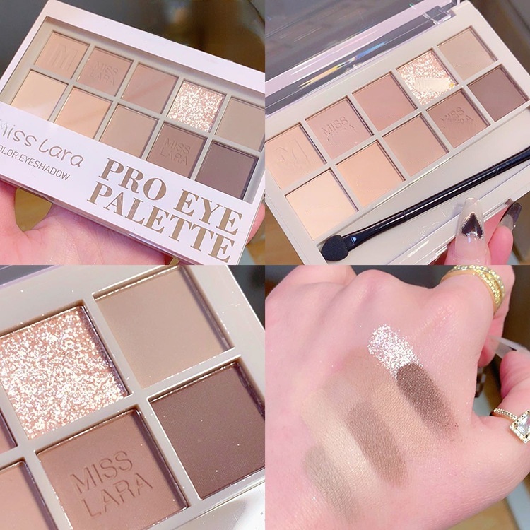 Bảng Phấn Mắt Misslara 10 Màu Tông Sữa Hạt Dẻ/Màu Sâm Panh/Hoàng Hôn Tông Màu Sâm Panh