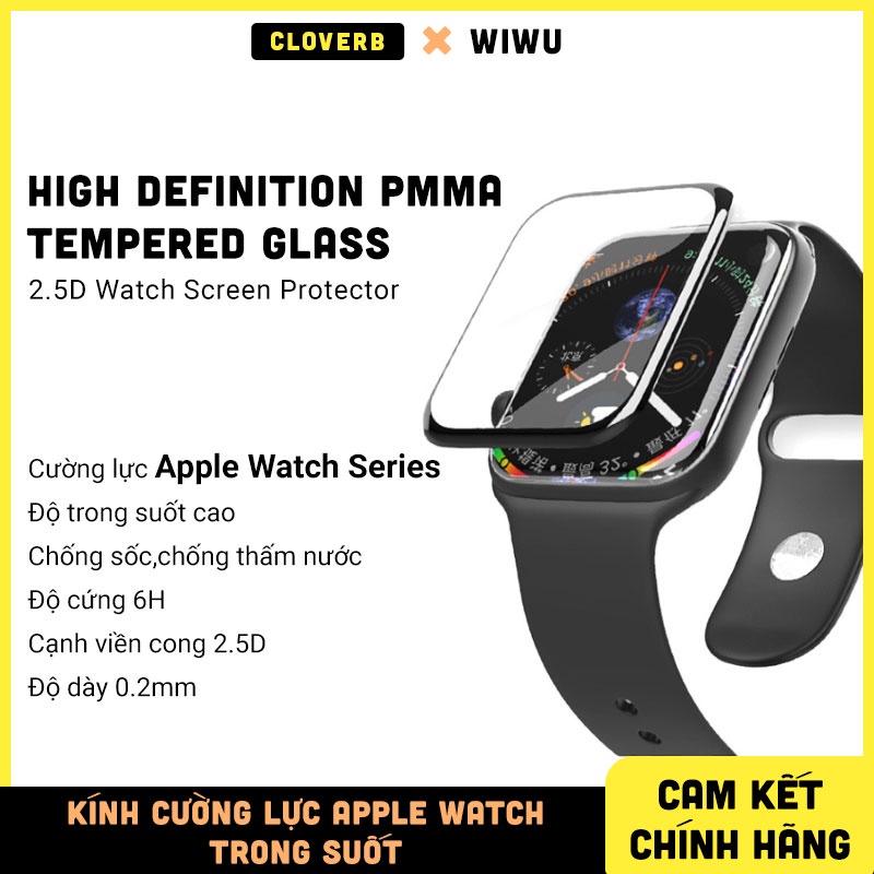 Set 2 Miếng Dán Cường Lực Apple Watch WIWU 2.5D Full Viền, Độ Cứng 6H, Chống Sốc, Chống Thấm Nước, Độ Trong Suốt Cao