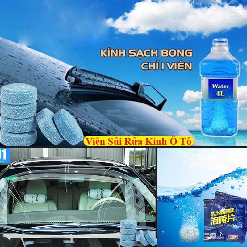 Viên sủi rửa kính xe ô tô, lau kính, chùi kính siêu sạch