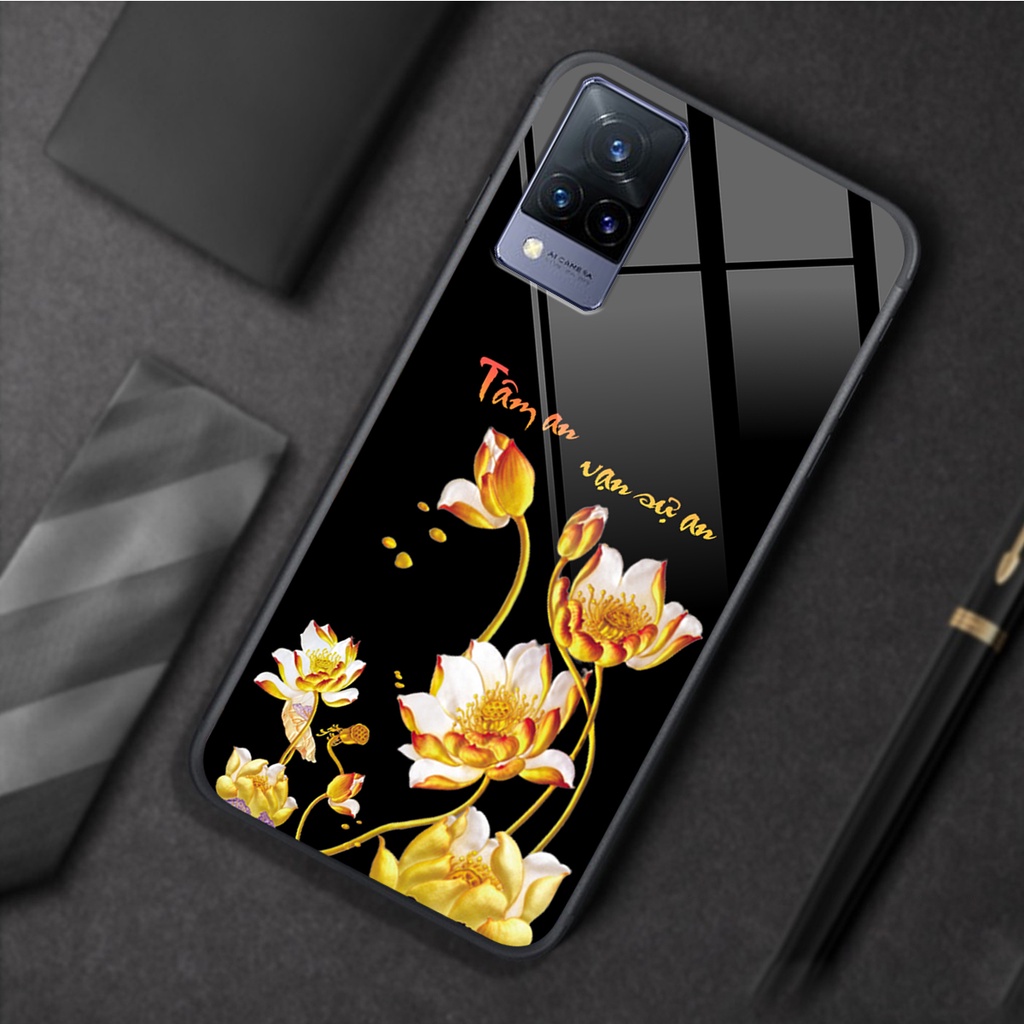 Ốp lưng KÍNH Vivo V21 5G in hình 3D TÀI LỘC-TÂM AN -MÃ ĐÁO
