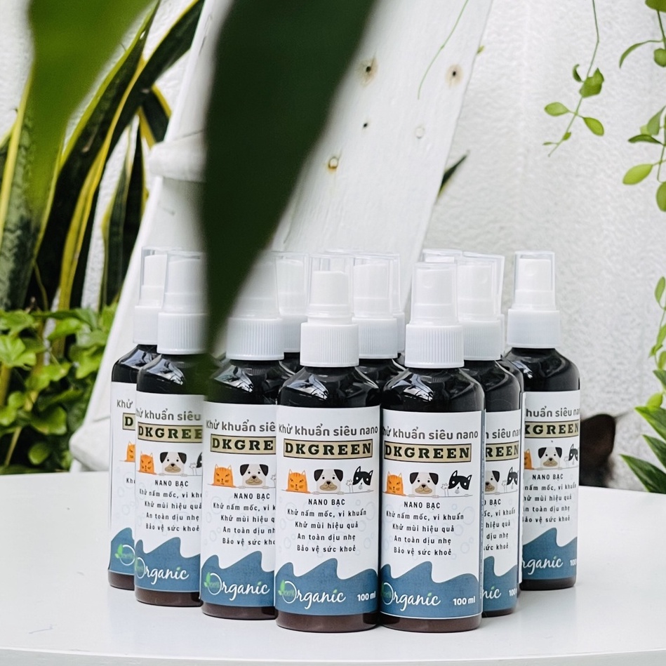 Xịt khử mùi hôi chó mèo thú cưng cát vệ sinh khử khuẩn hữu cơn siêu Nano Dkgreen