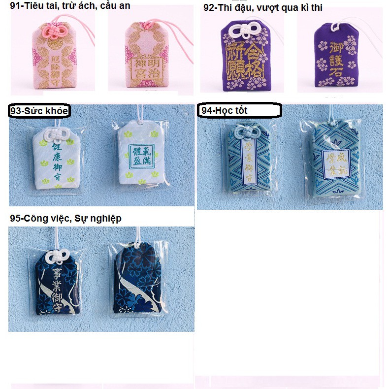 Túi Phước May Mắn Omamori Bọc Vỏ Silicon tặng Đá Ngũ Sắc