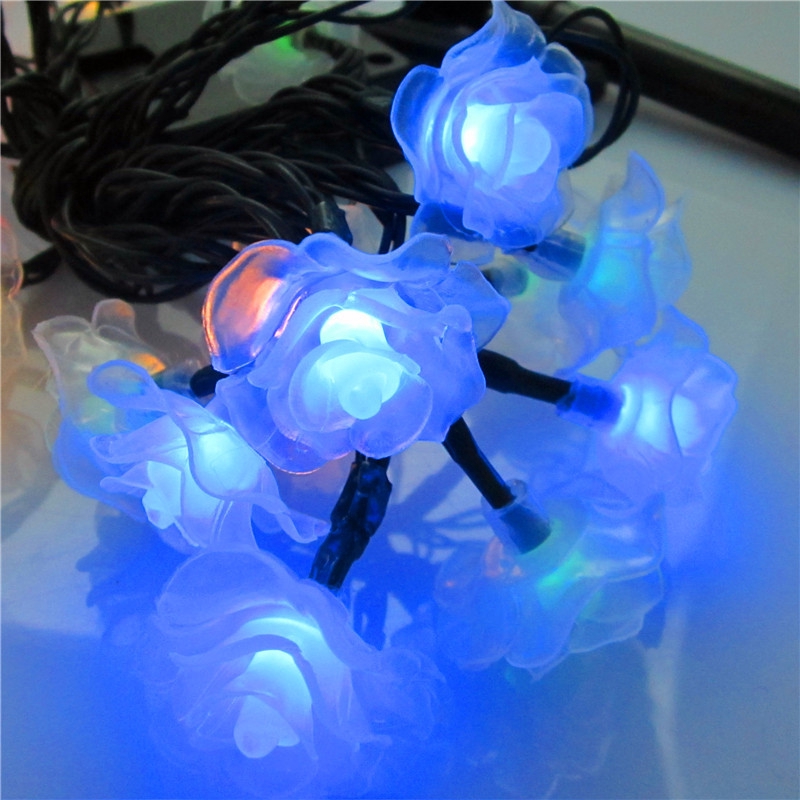 dây đèn led trang trí, hoa hồng nhựa, đèn nháy, 4 mét, cung cấp bởi pin 3AA