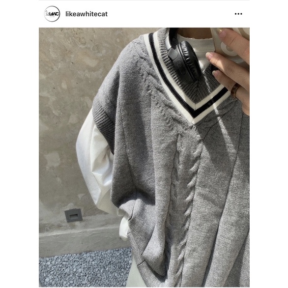 [ORDER] áo len gile cổ tim