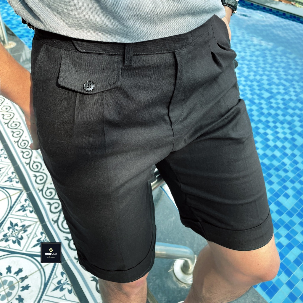 Quần short đũi nam chất ultra linen cạp sidetab co giãn mã LINEN01