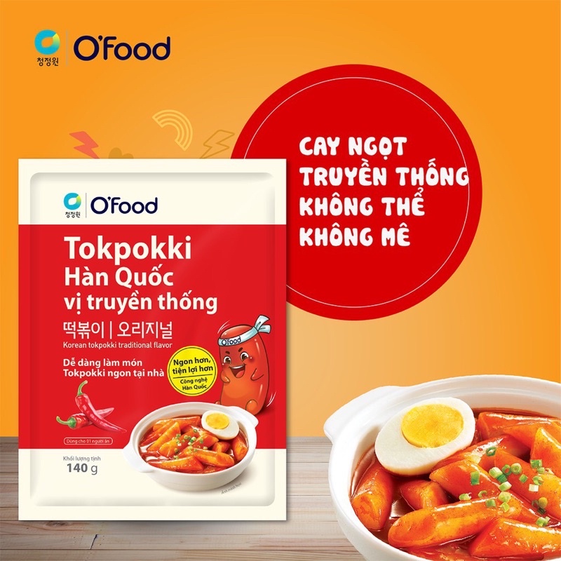 Thùng 24 gói Tokpokki / tokbokki O’food kèm sốt 140g