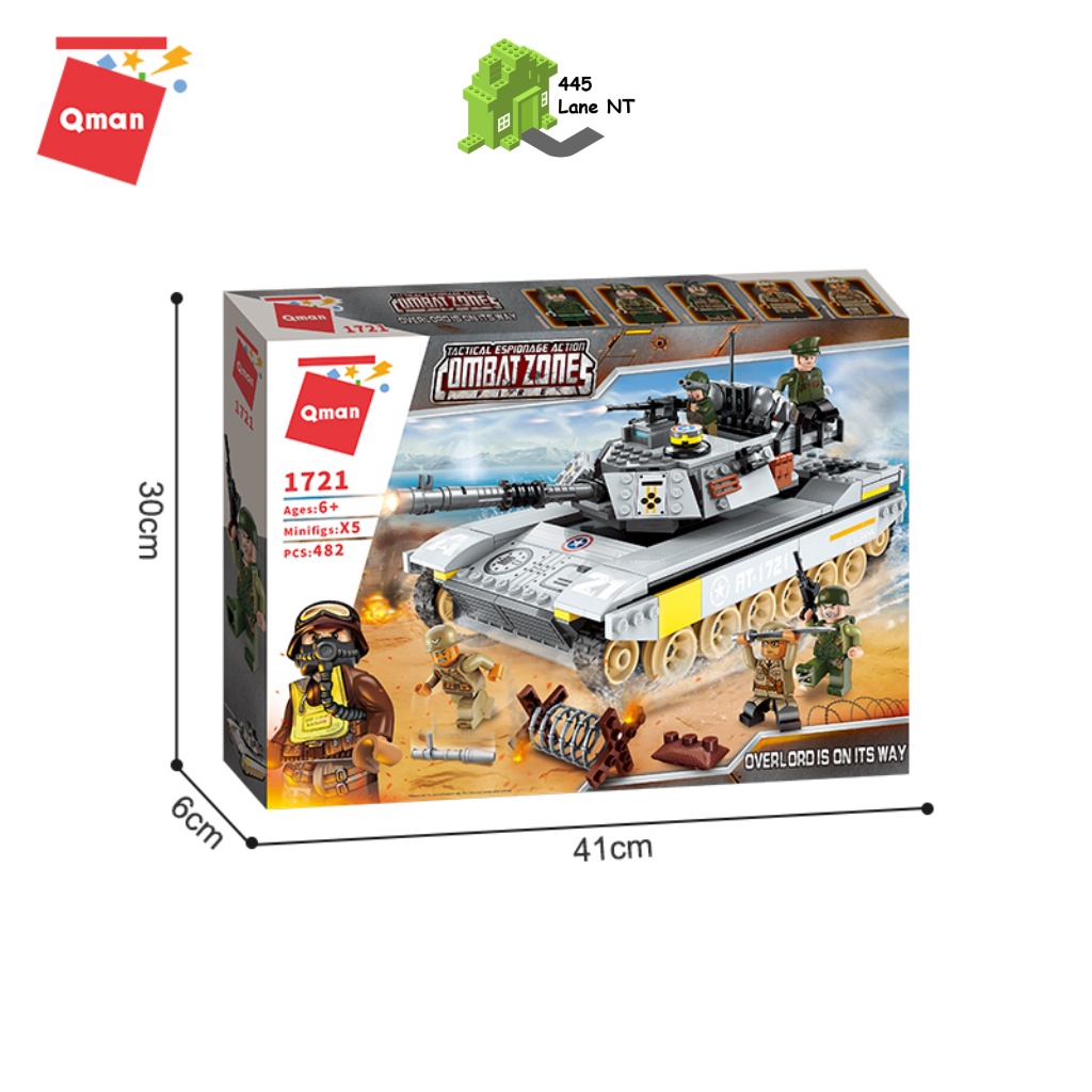 Đồ Chơi Lắp Ráp Qman 1721 Xe Tăng Quân Sự Lội Nước 482 Chi Tiết 5 Minifigures Cho Trẻ Từ 6 Tuổi