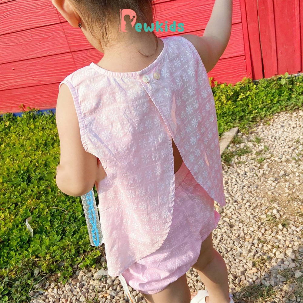 Bộ ba lỗ cho bé gái Dewkids vải thô mềm thoáng mát thiết kế xẻ lưng độc đáo