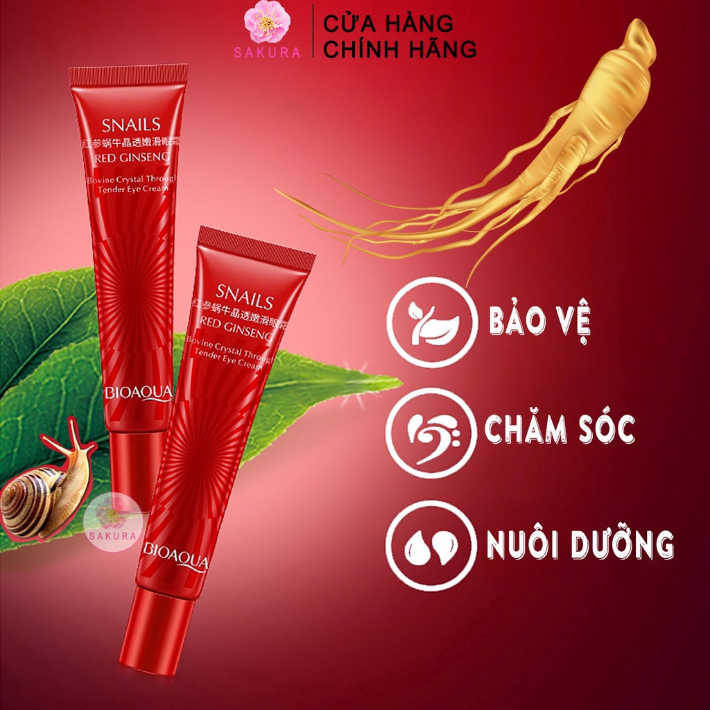 Kem dưỡng da mắt ốc sên BIOAQUA dưỡng ẩm loại bỏ quầng thâm và bọng mắt chống nếp nhăn SAKURA 20g