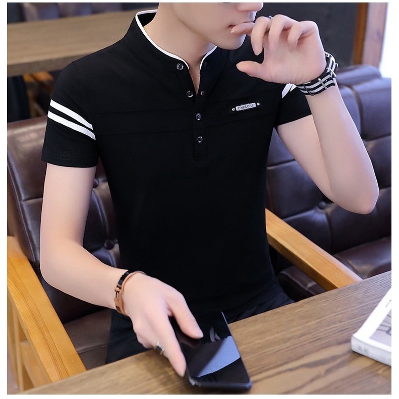 Áo Thun Nam, Áo Polo Nam Có Cổ Cotton Cao Cấp mẫu mới 2022 phối sọc tay logo cực đẹp 4 màu sang trọng lịch lãm