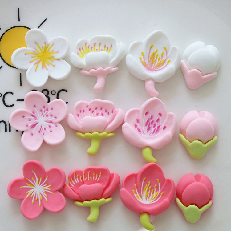 (Bông hoa- SET 5 MÓN NGẪU NHIÊN TRONG HÌNH) -  STICKER PHỤ KIỆN DIY 3D DÁN ỐP ĐIỆN THỌAI BÌNH NƯỚC KẸP TÓC