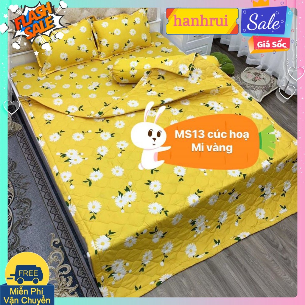 Bộ Ga Gối Mẫu 2021 cotton poly 1m6x2m ,1m8x2m-HCM cúc họa mi vàng