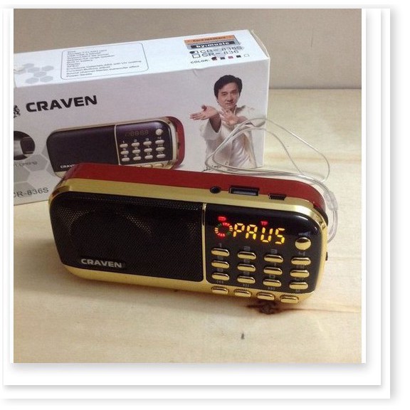 Loa Craven CR-836S , 836S Nghe Nhạc Thẻ Nhớ, USB, FM Chính Hãng Có Đèn PIN, Cắm Tai Nghe