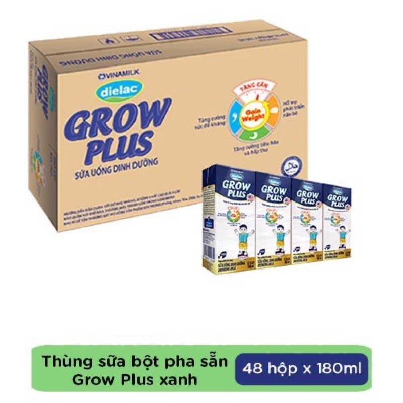 Thùng 48 hộp Sữa bột pha sẵn Dielac Grow Plus ( Xanh) 110ml - 180ml