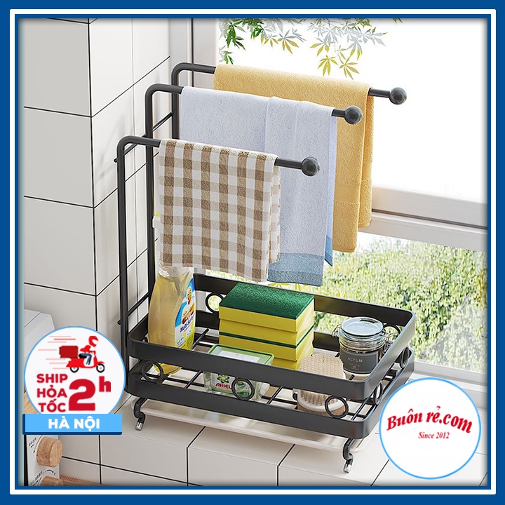 Kệ để đồ nhà bếp có khay hứng nước đa năng - Giá treo khăn nhà tắm dán tường tiện lợi khô ráo 01565