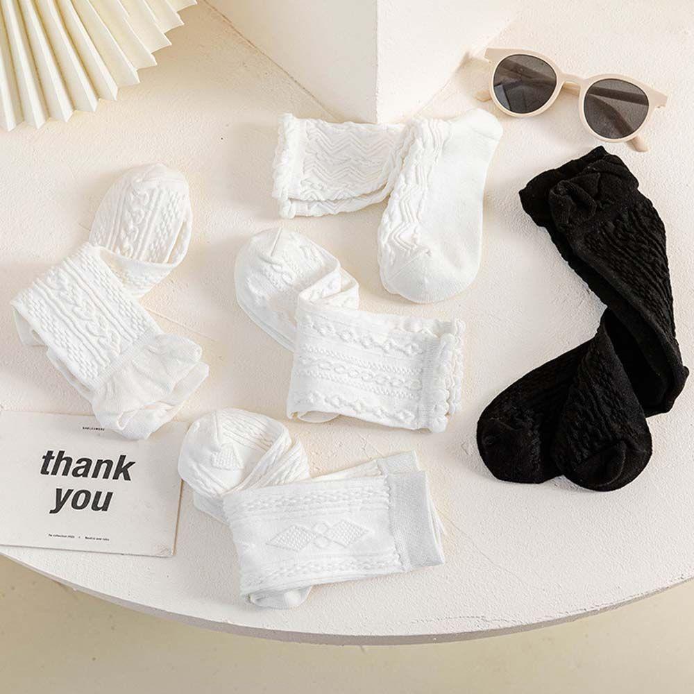 Vớ Cotton Phối Ren Xoắn Kiểu Lolita Hàn Quốc Thời Trang Cho Nữ