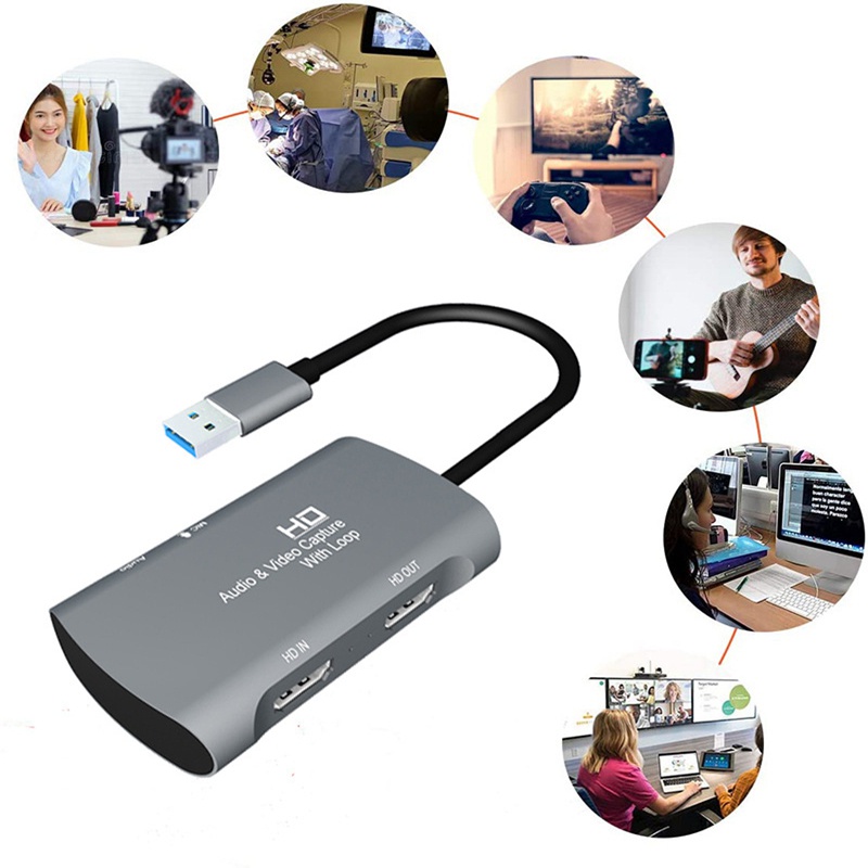 Video Capture Card 4K 1080P 30Fps Full HD USB to HDMI Video/Audio Capture Recorder Device Game Capture Box for PC Mac OS | BigBuy360 - bigbuy360.vn