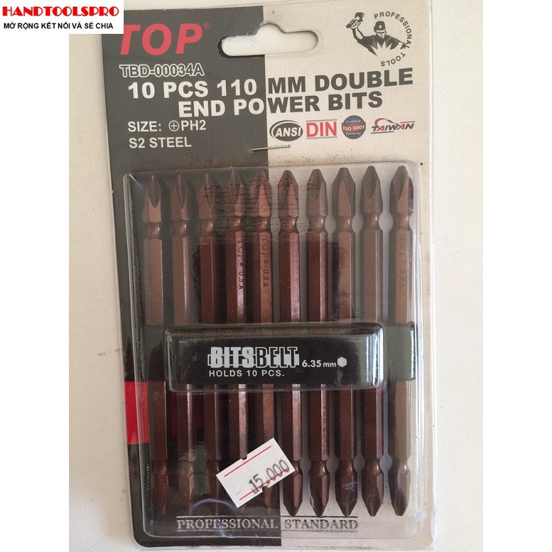 Mũi Vít 2 Đầu Ngắn PH2X65mm - PH2X110mm Xi Nâu Top TBD-14067B