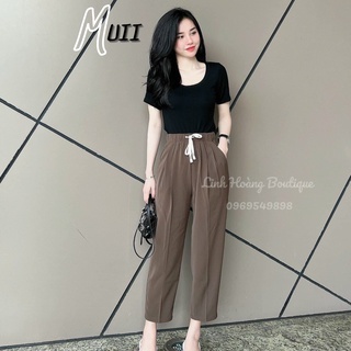 Quần Baggy Ruby Xếp Ly Cạp Chun Buộc Nơ Tôn Dáng