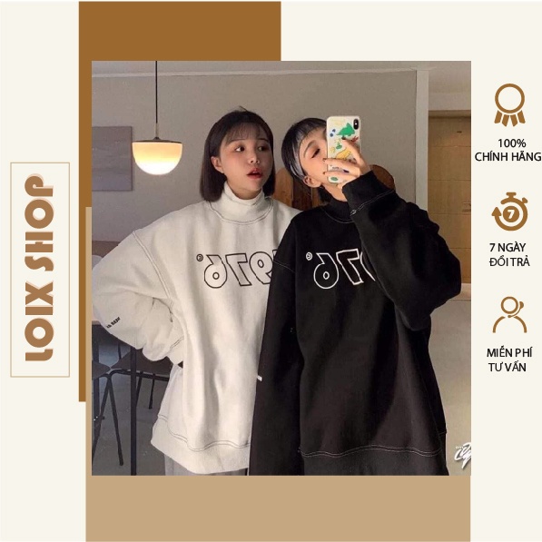Áo sweater cổ lọ 1976 áo swt hoodie chất nỉ form rộng phong cách Ulzaang LOIX 473