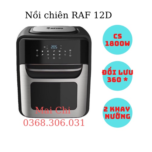 Nồi chiên không dầu RAPIDO RAF-12D 1800W 12L công nghệ mới đối lưu 360 độ (Điều khiển điện tử) Bảo hành 12 tháng