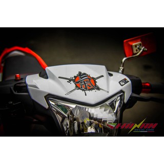Tem trùm Samurai trắng đỏ  cho Exciter 150