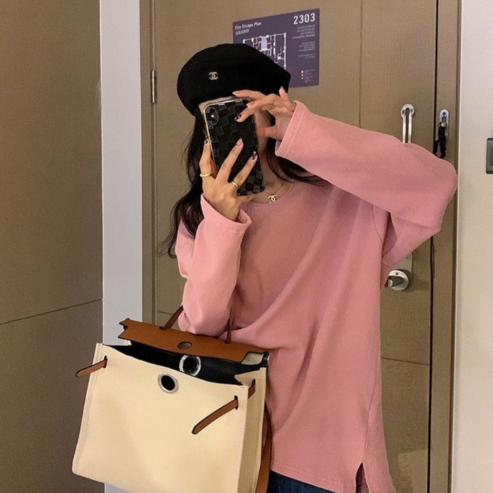 Áo thun nữ dài tay cổ tròn thời trang Hàn