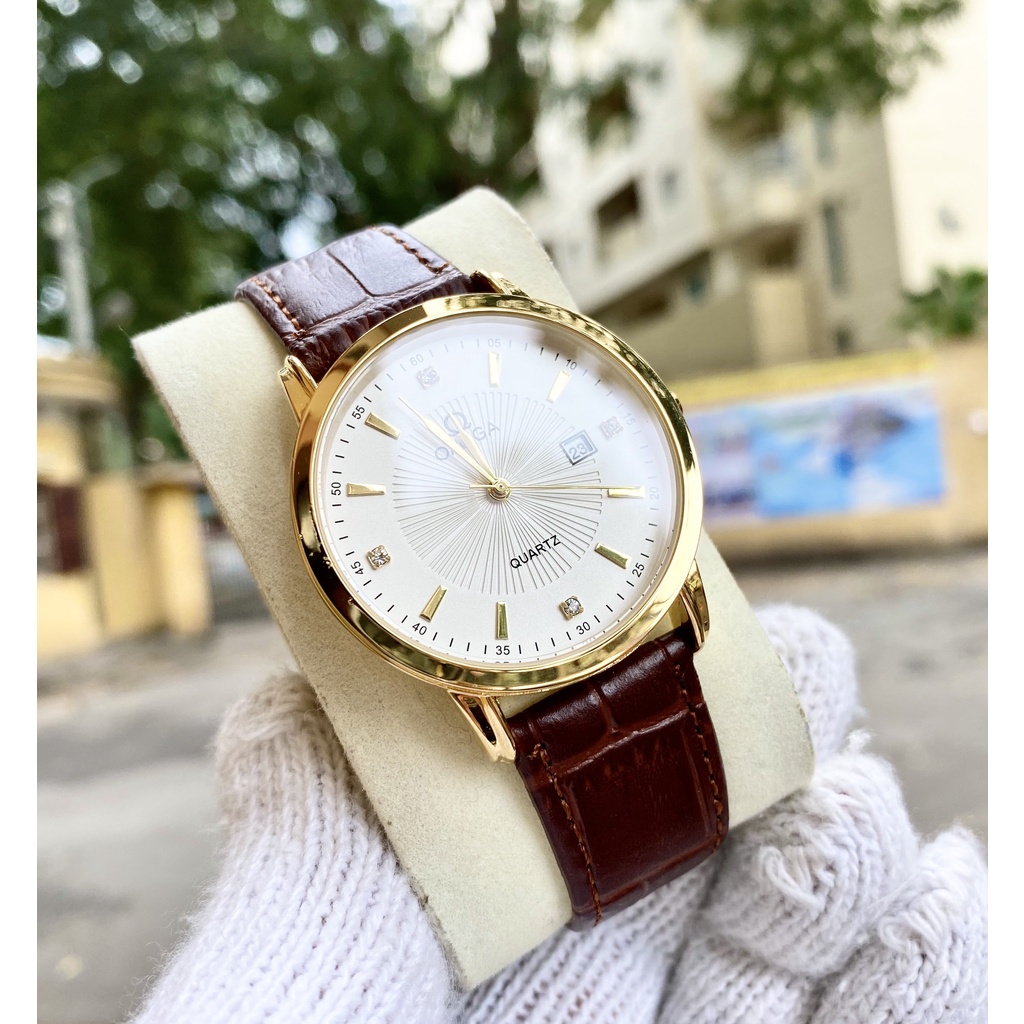 Đồng Hồ NAM O.ME.GA OM075 Chống Xước, Chống Nước - TẶNG 1 Dây da cao cấp + 2 pin AG4