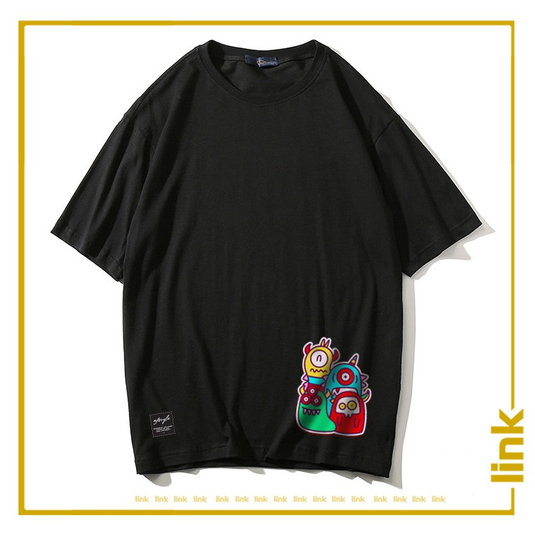 Áo thun siêu cute DOODLE tay lỡ dáng rộng unisex ( Đen, Trắng )