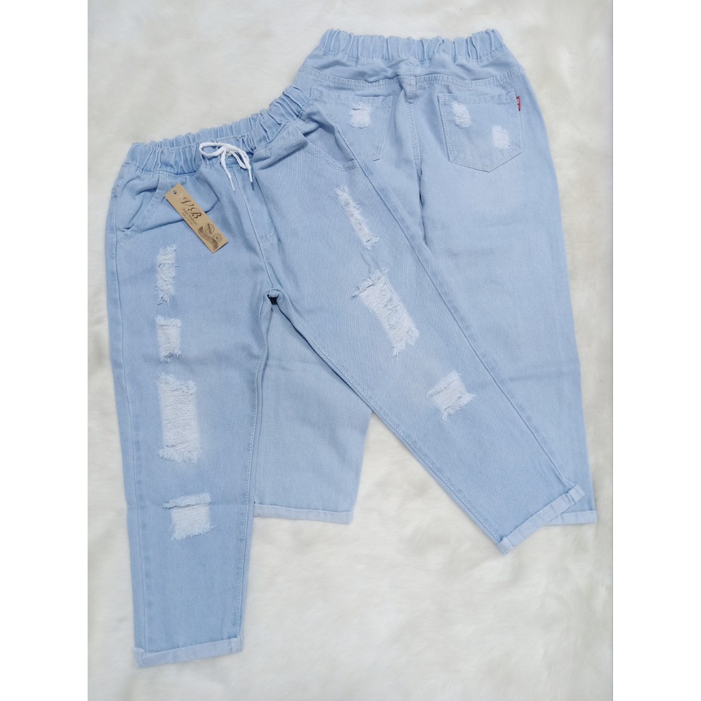 Quần Baggy Jean Rách Lưng Thun | BigBuy360 - bigbuy360.vn