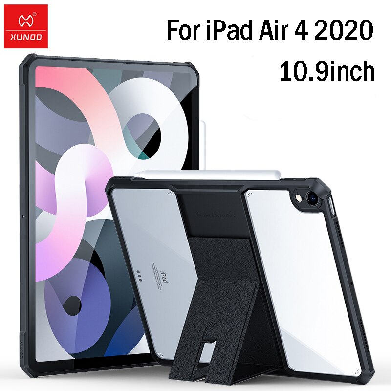For iPad Air 4 Cover XUNDD Transparent Case With Pen Holder for iPad Pro