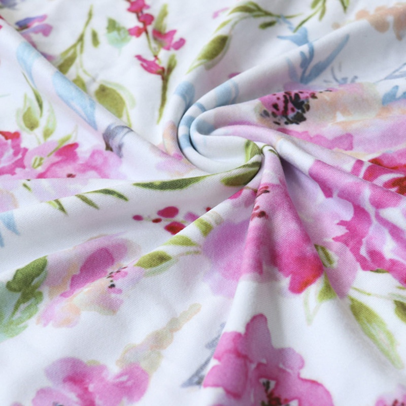 Chăn Quấn Em Bé In Họa Tiết Hoa Kèm Băng Đô Xinh Xắn