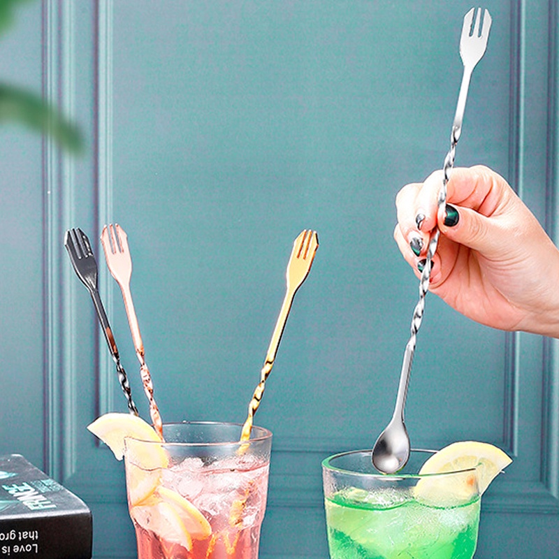 Set 2 Muỗng Khuấy Đồ Uống 26cm Màu Đen/Vàng/Bạc/Vàng