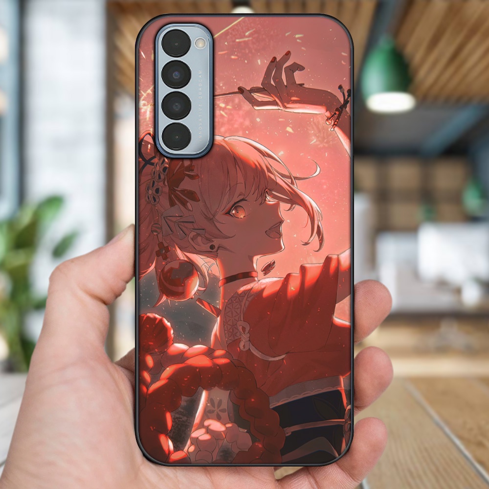 Ốp lưng Oppo Reno 4 Pro viền đen in hình Yoimiya Genshin Impact